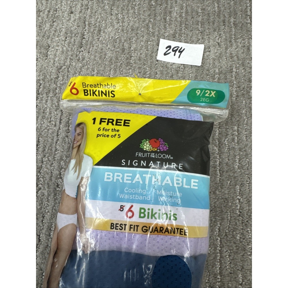 Six Pairs Of Fruit Of The Loom Breathable Bikinis 9/2X # 294 - Picture 7 of 16